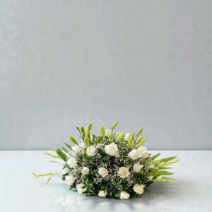 Arreglo Fúnebre Rosas Blancas y Lirios